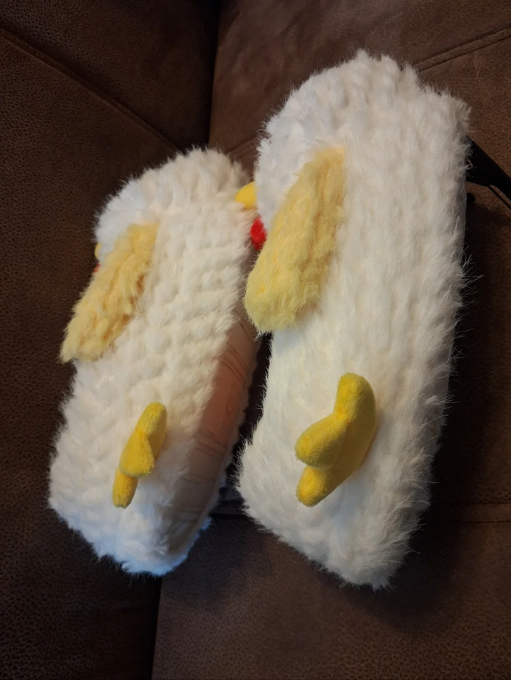 Wonder Nation Kids' Plush Chicken Slippers - White & Yellow Size 13-1